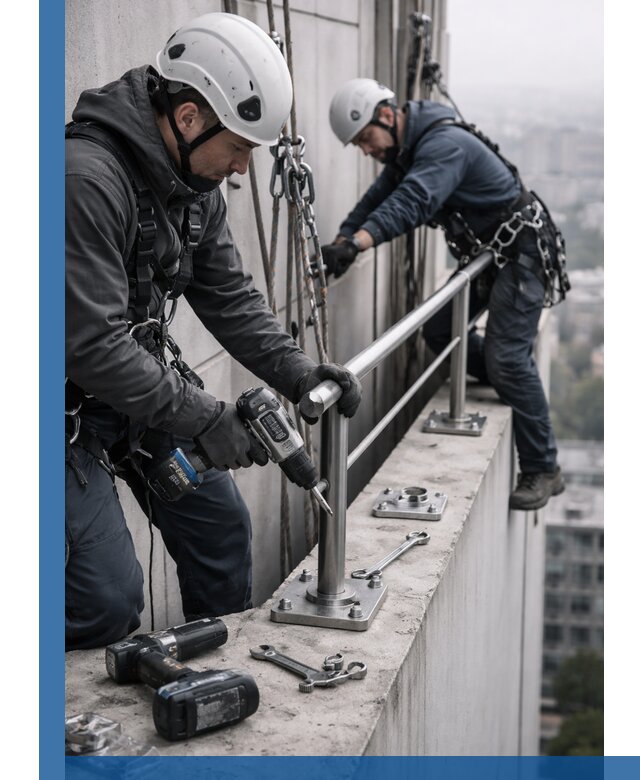 Монтаж перил на высоте в Губахе для жилых и промобъектов