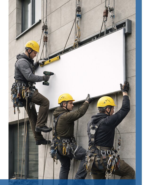 Монтаж рекламной вывески в Губахе от 8293 р. | ВЫСОТНИК-Гбх