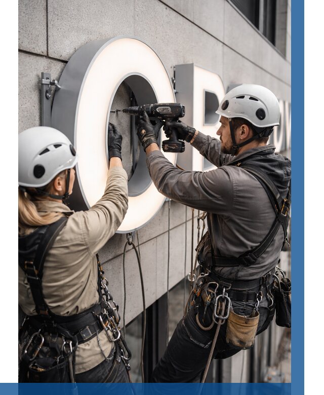 Монтаж световых букв в Губахе от 3110 р. под ключ ВЫСОТНИК-Гбх