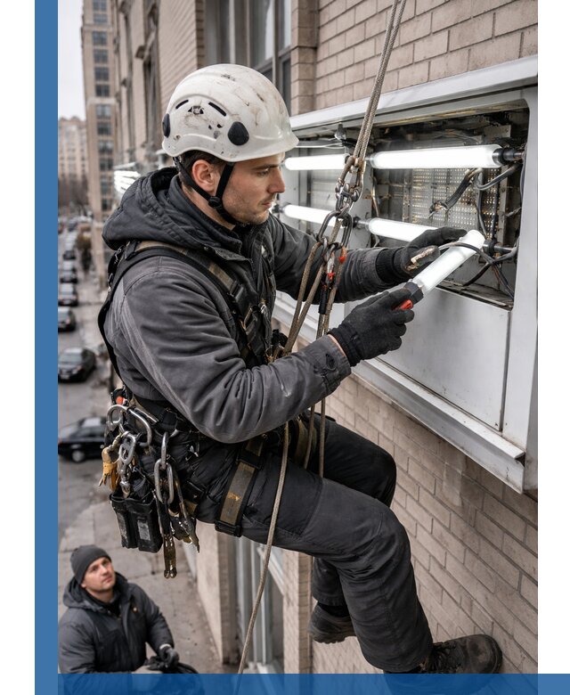 Профессиональная замена ламп в наружной вывеске в Губахе