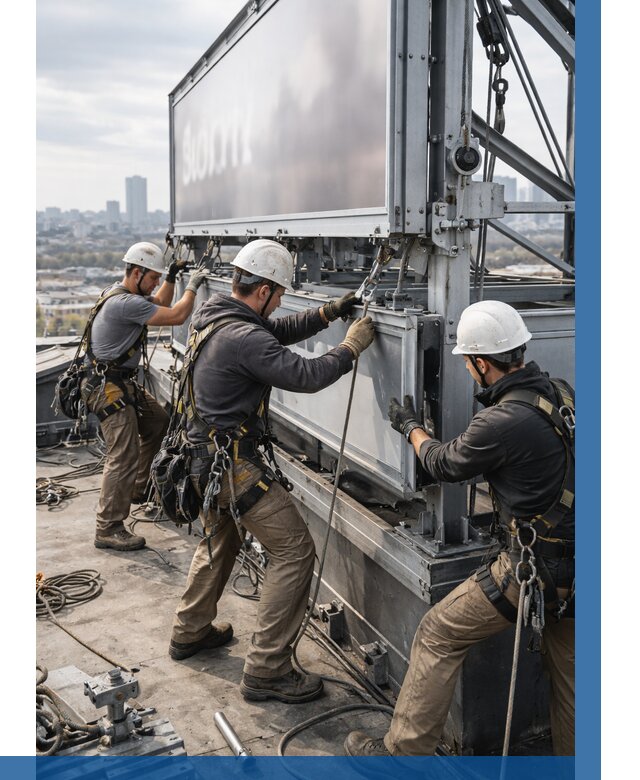 Монтаж крышной рекламной конструкции в Губахе от 62196 р.|ВЫСОТНИК-Гбх