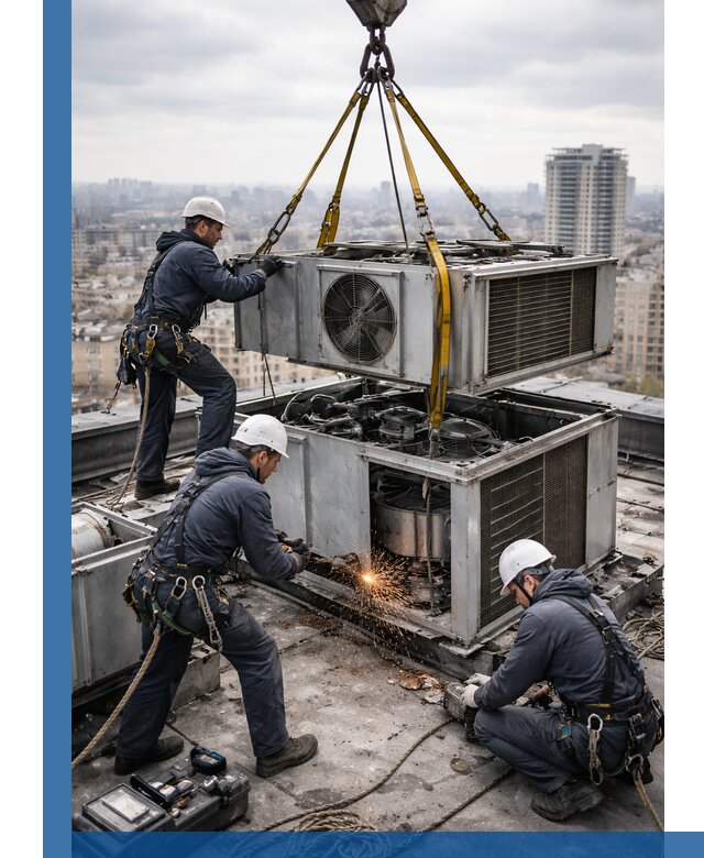 Демонтаж крышной установки в Губахе любой сложности