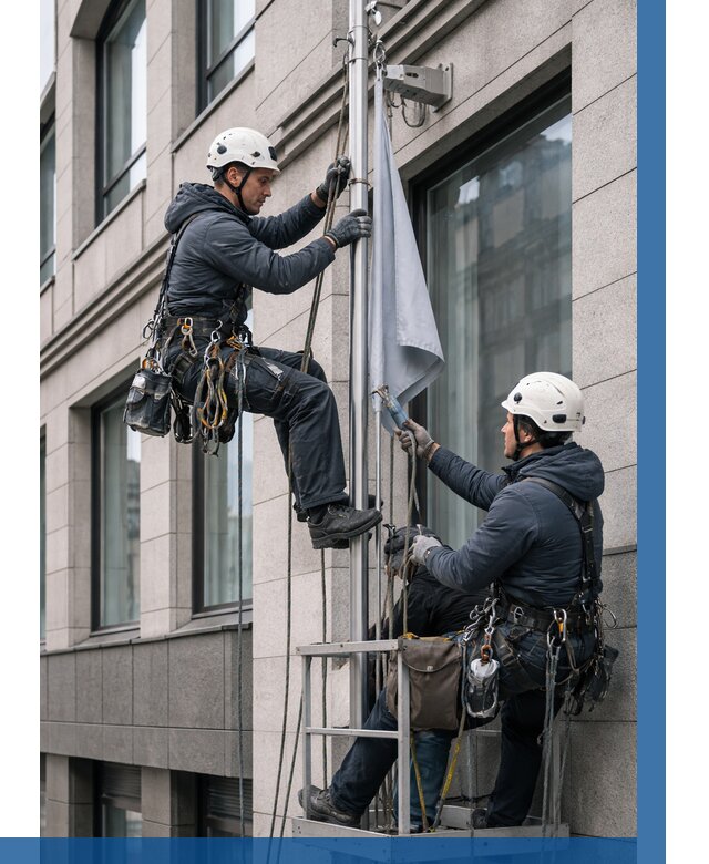 Установка флагов на фасаде в Губахе от 4665 р. | ВЫСОТНИК-Гбх