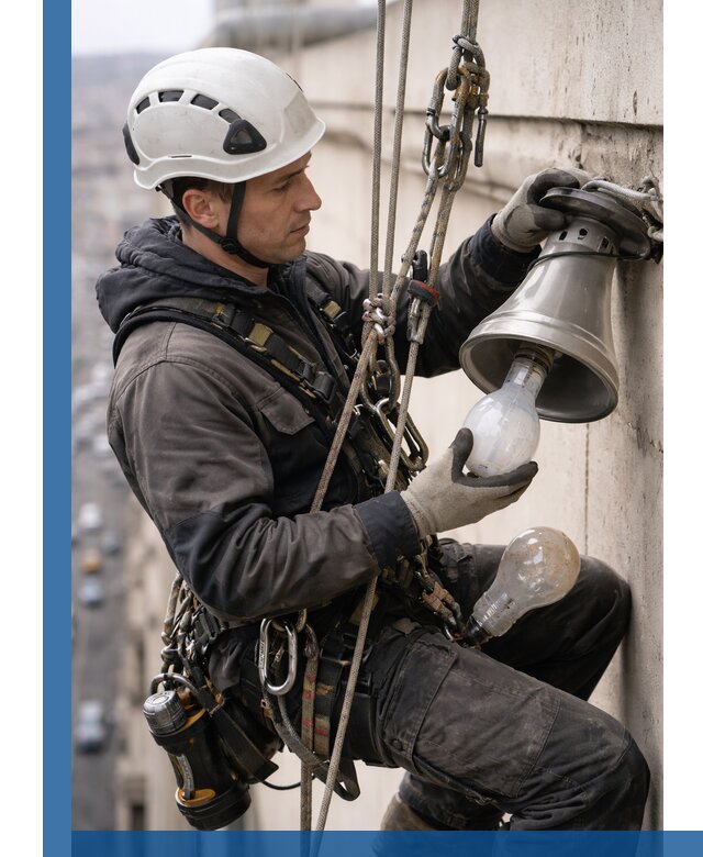 Замена ламп на высоте в Губахе профессионально и быстро