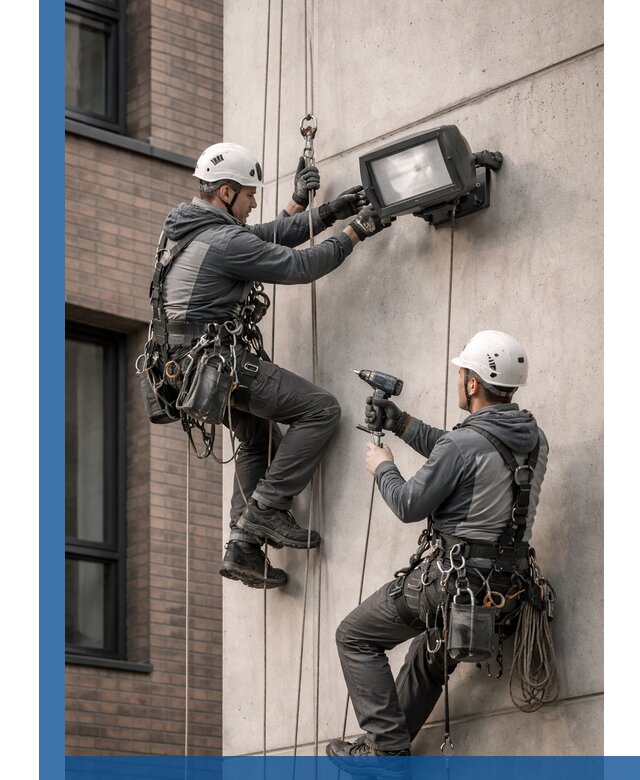 Профессиональный монтаж фасадных прожекторов в Губахе под ключ