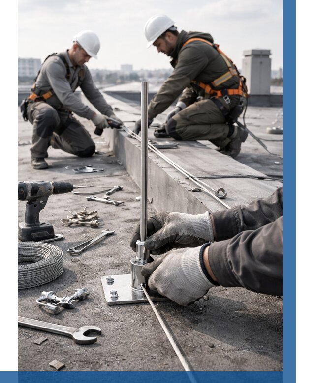 Монтаж молниезащиты на кровле в Губахе цена от 25915 р. | ВЫСОТНИК-Гбх