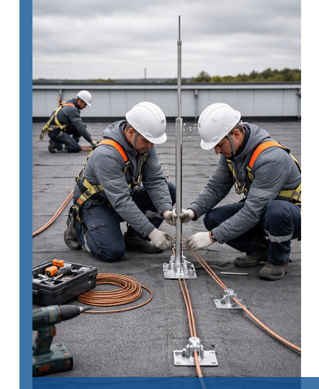 Монтаж молниезащиты на кровле в Губахе под ключ с гарантией