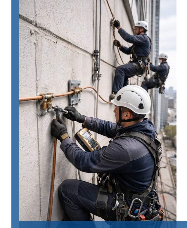 Монтаж системы заземления здания и молниезащиты в Губахе