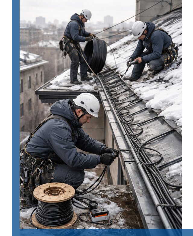 Монтаж греющего кабеля на кровле в Губахе под ключ