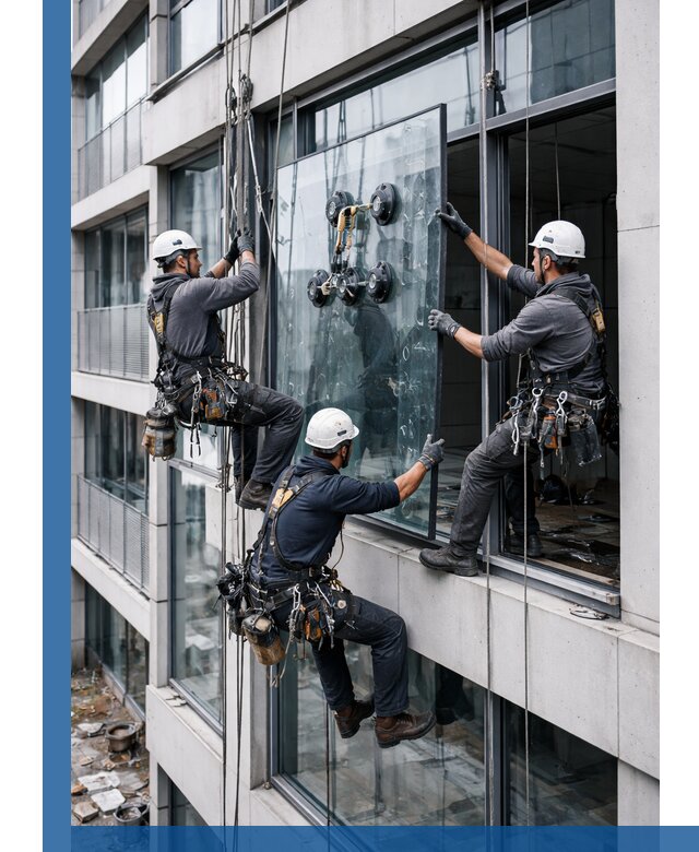 Фасадное остекление и монтаж витражей зданий в Губахе под ключ