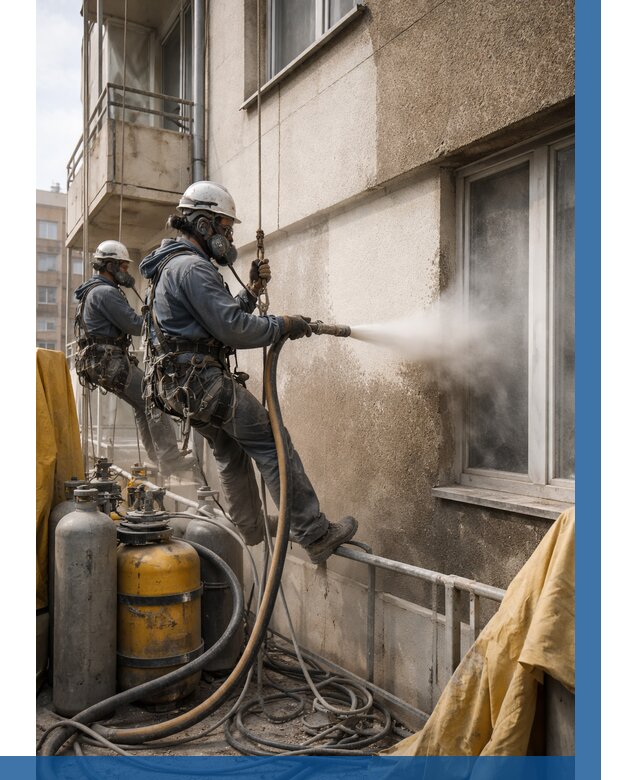 Пескоструйная очистка фасада в Губахе от 674 р. | ВЫСОТНИК-Гбх