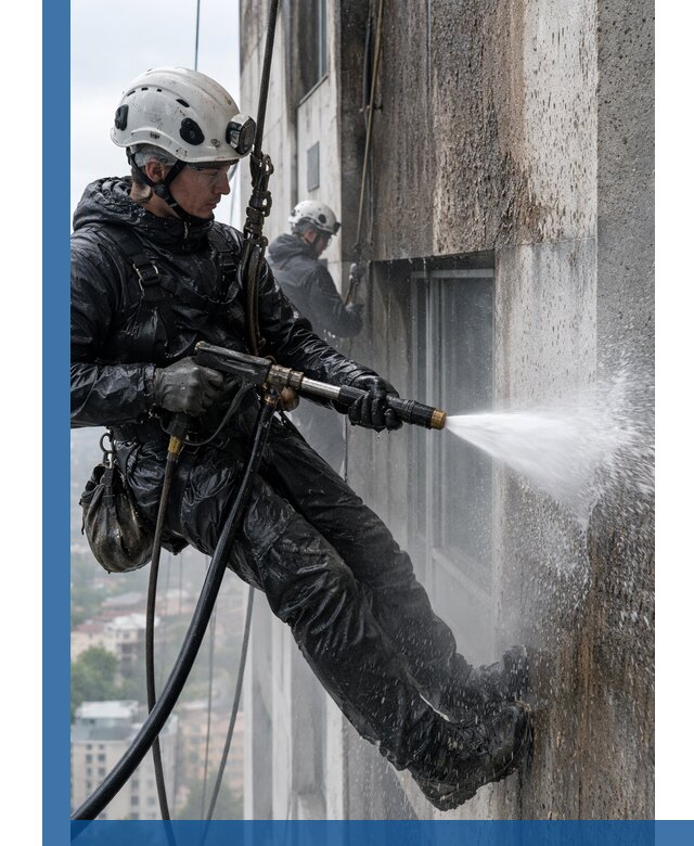 Гидроструйная очистка фасадов и конструкций в Губахе