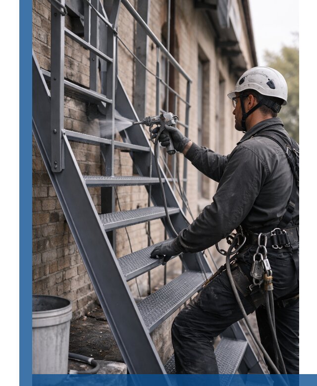 Покраска и антикоррозионная защита пожарных лестниц в Губахе