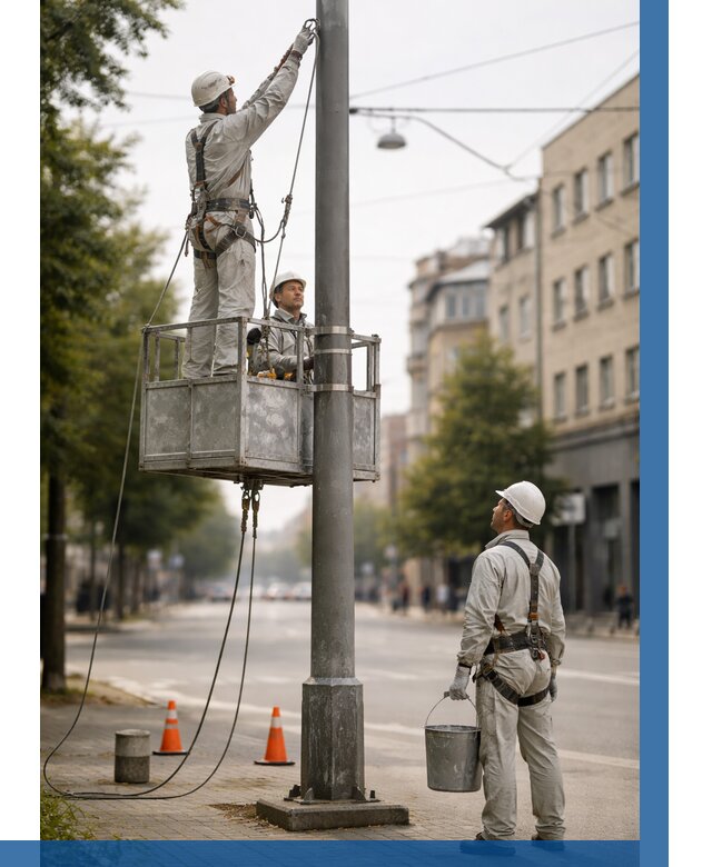 Покраска опор освещения в Губахе от 5183 р. | ВЫСОТНИК-Гбх