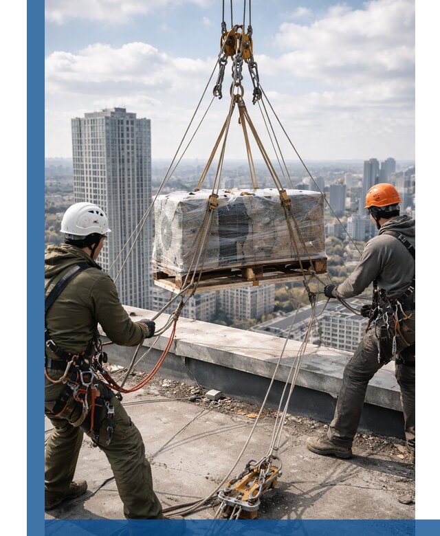 Подъем и монтаж крупногабаритных грузов на крышу в Губахе