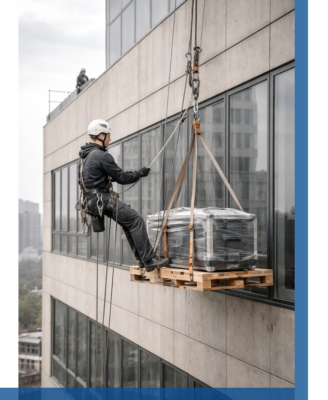 Спуск груза по фасаду в Губахе от 3628 р. | ВЫСОТНИК-Гбх