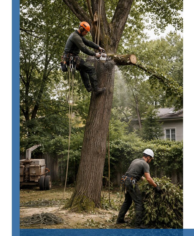 Кронирование деревьев в Губахе, безопасная высотная обрезка