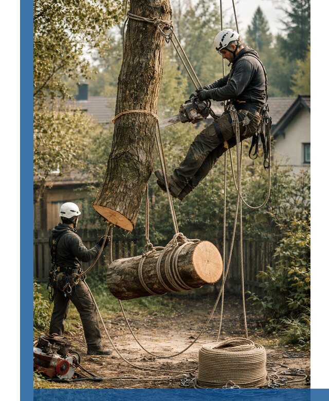 Валка деревьев частями в Губахе, безопасно и аккуратно
