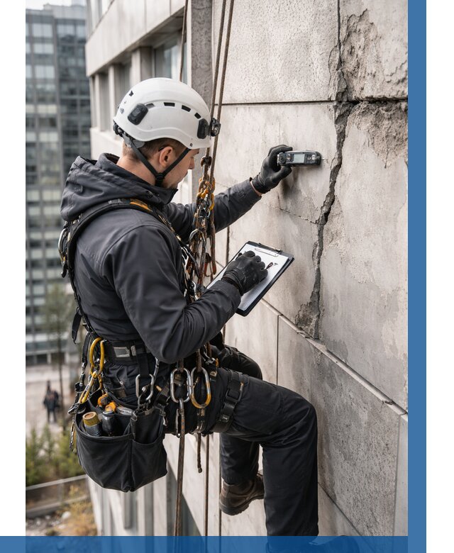 Обследование фасада альпинистами в Губахе от 124 р. | ВЫСОТНИК-Гбх