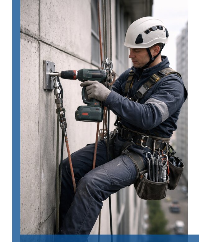 Установка анкерных точек для высотных работ в Губахе