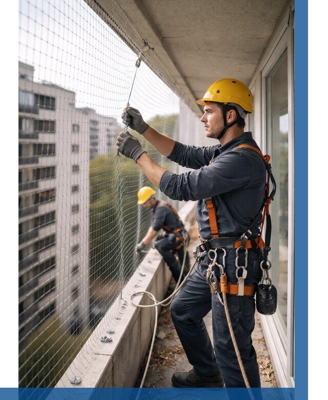 Монтаж сетки от птиц в Губахе от 4665 р. | ВЫСОТНИК-Гбх