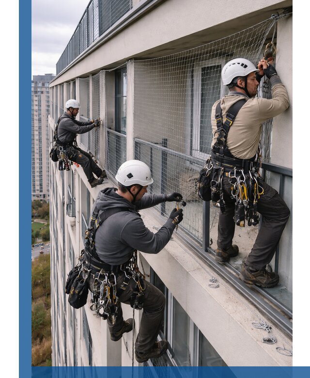 Профессиональный монтаж защитной сетки от птиц в Губахе